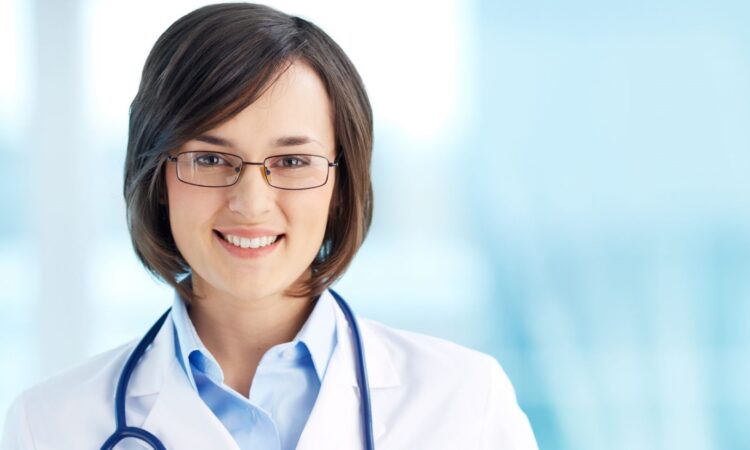 Smiling doctor with glasses