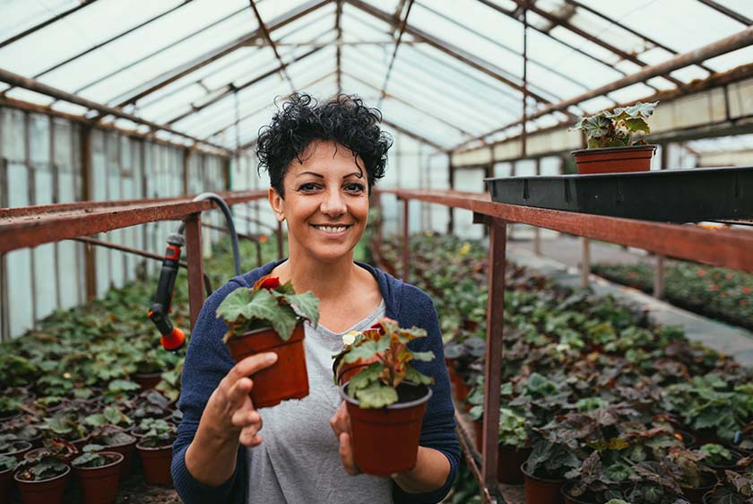 Woman holding plant pots
