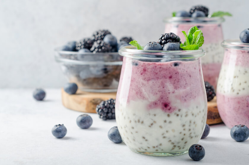 Yogurt and blueberries