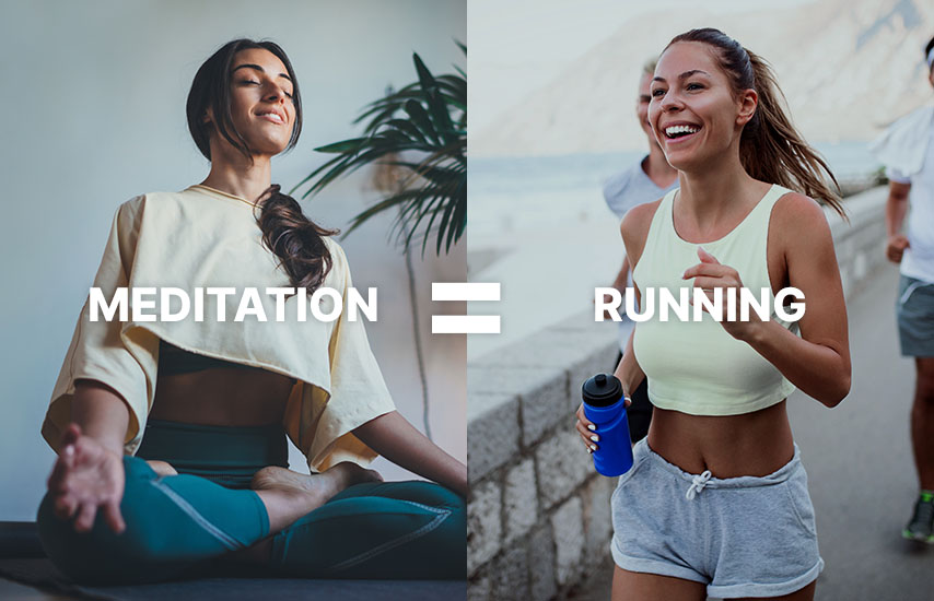 Visual showing meditation is equal to running